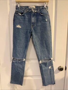 Reformation Julia Jean Distressed Straight-Leg Jeans - #137